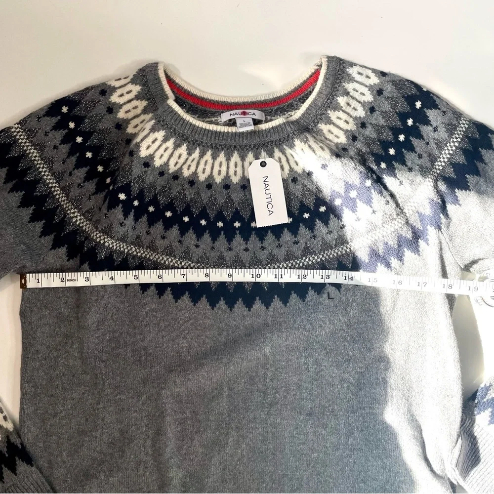 NWT Nautica Grey Wool Blend Sweater, L - Picture 2 of 5